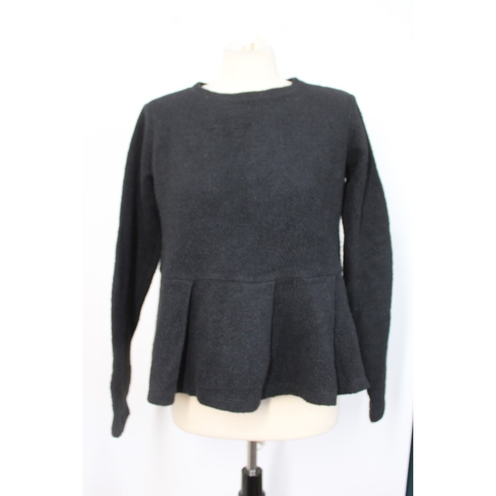 Shosh NY 0 XS Black Fuzzy Peplum Sweatshirt Top